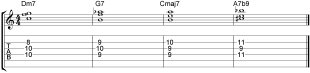 Comping II V I VI Chord Progressions Example 1