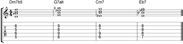 Comping II V I VI Chord Progressions Example 12