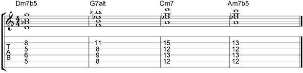 Comping II V I VI Chord Progressions Example 13