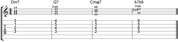 Comping II V I VI Chord Progressions Example 2