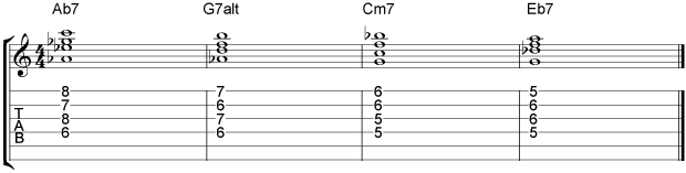 Comping II V I VI Chord Progressions Example 20