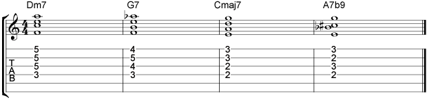 Comping II V I VI Chord Progressions Example 6
