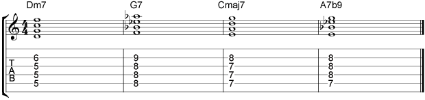 Comping II V I VI Chord Progressions Example 8