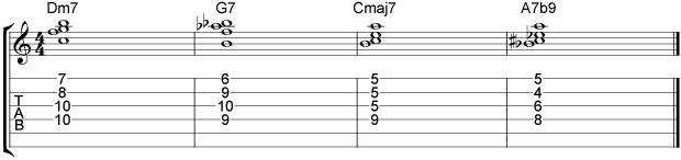Comping II V I VI Chord Progressions Example 6