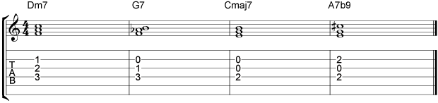 Comping II V I VI Chord Progressions Example 7