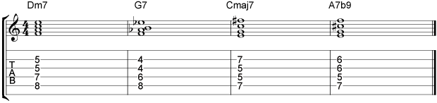 Comping II V I VI Chord Progressions Example 8