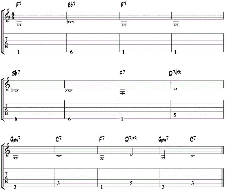 Guitar walking bass
