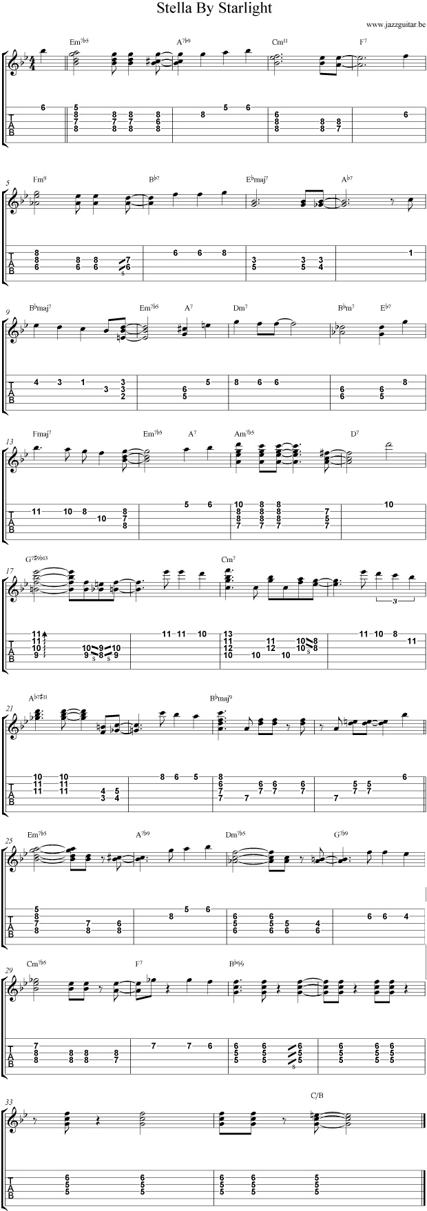 Stella By Starlight Guitar Tabs