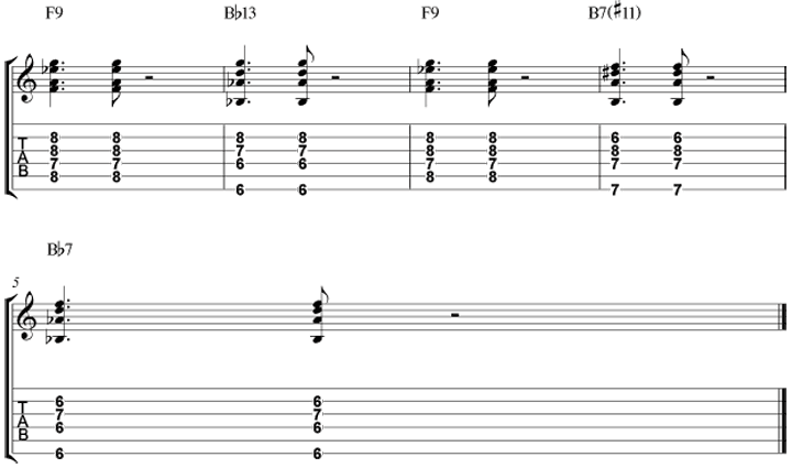 Tritone substitution on a jazz blues ex 3