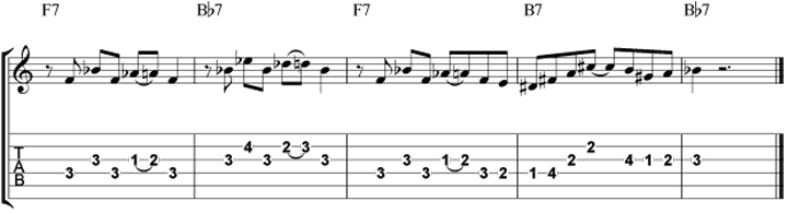 Tritone substitution on a jazz blues ex 4