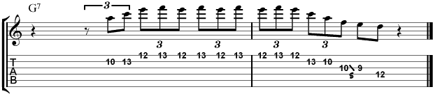 Guitar Tablature : Pat Martino : Lick 3