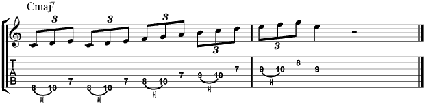 Guitar Tablature : Pat Metheny : Lick 4