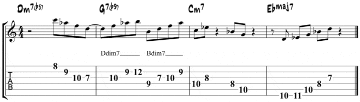 Minor ii V I arpeggio lick