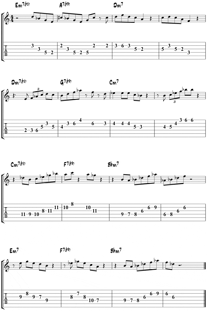 Minor ii V I arpeggios sample solo