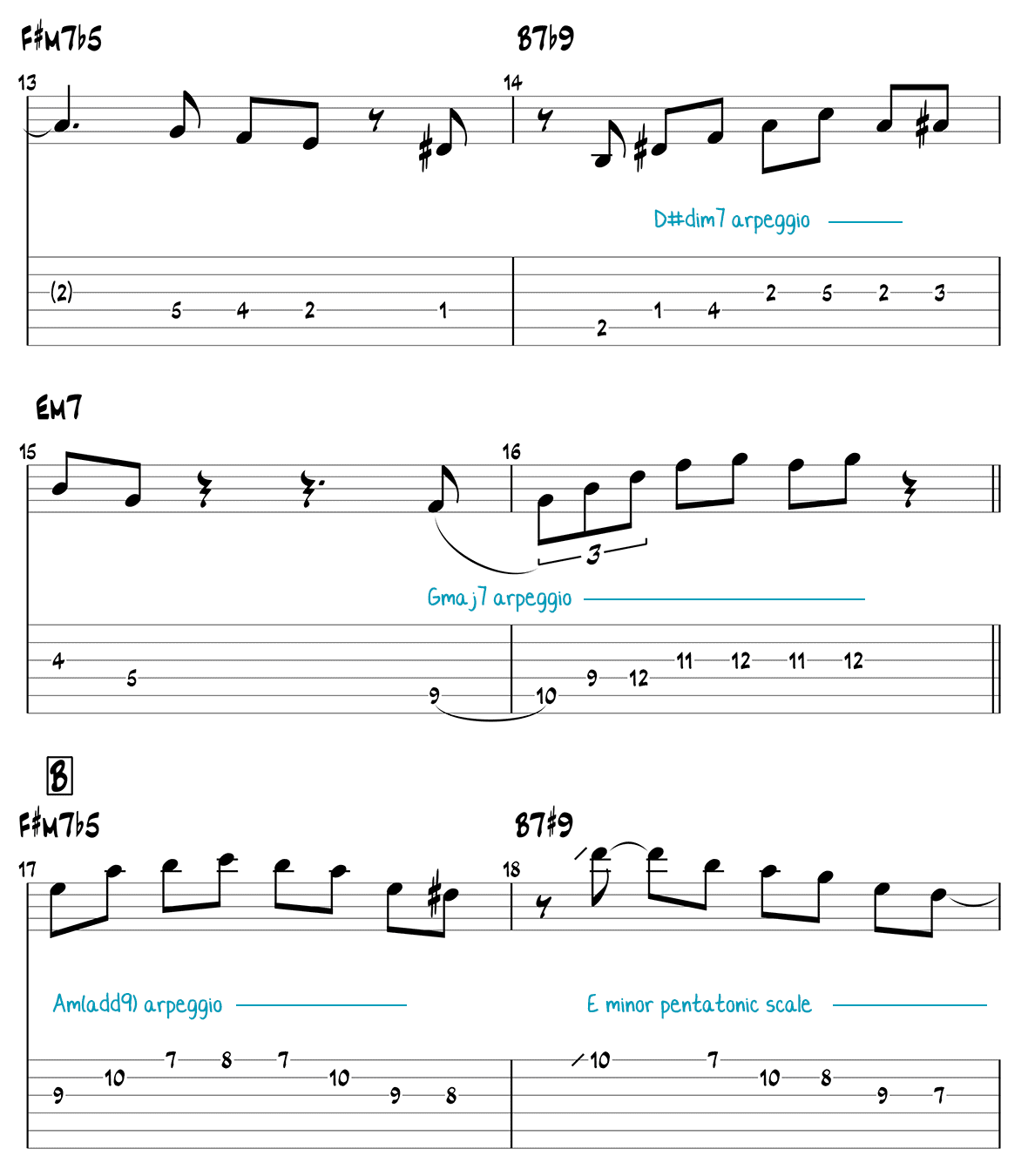 Autumn Leaves jazz guitar solo chorus 1 page 3