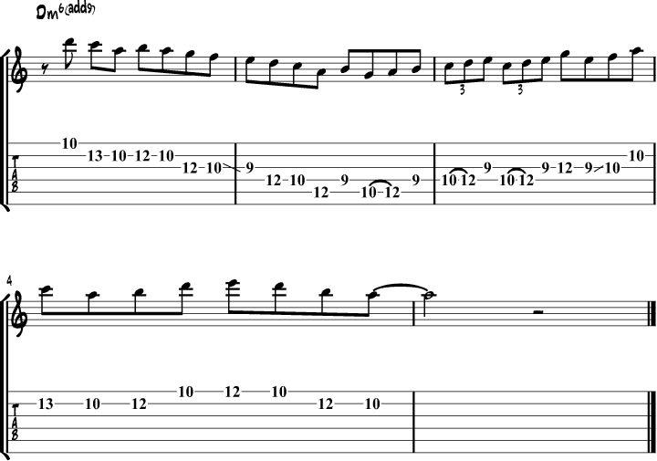 Dorian mode guitar lick