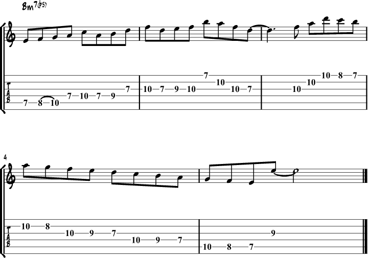 Locrian mode guitar lick