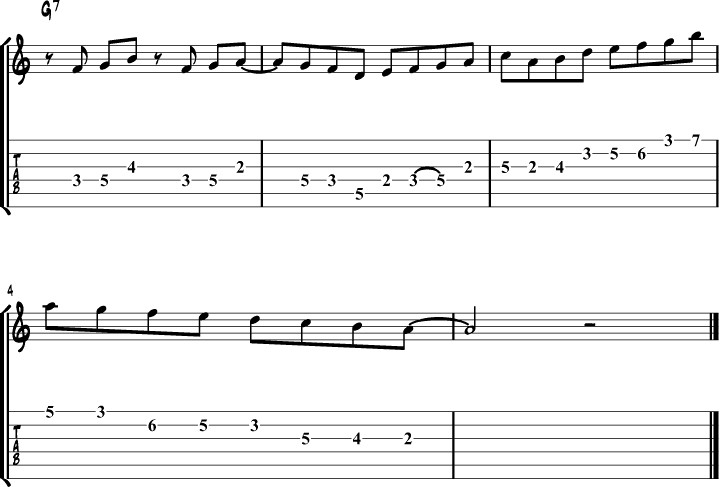 Mixolydian mode guitar lick