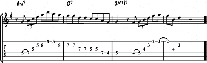 ii V I arpeggio combination tabs