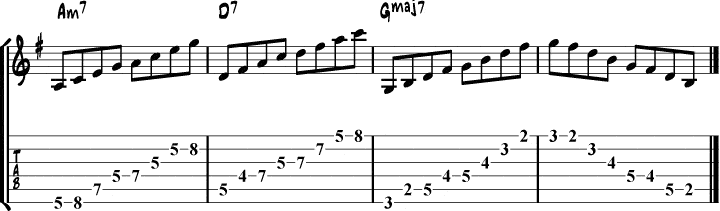 ii V I arpeggios ascending