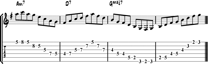 ii V I arpeggio example