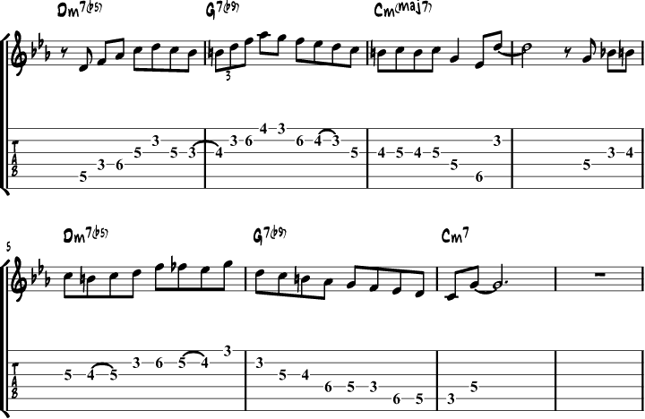 Bebop harmonic minor scale lick