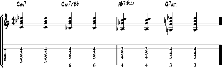 Jazz guitar chord progression 10