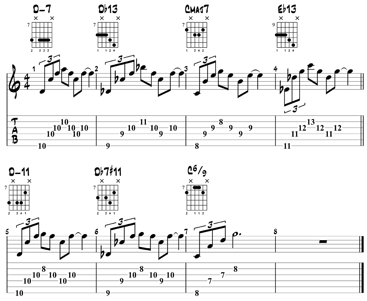 Jazz chord progression 1 - variation 2: tritone substitution