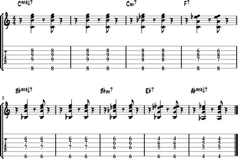 Jazz guitar chord progression 3