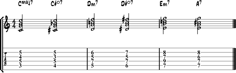 Jazz guitar chord progression 4