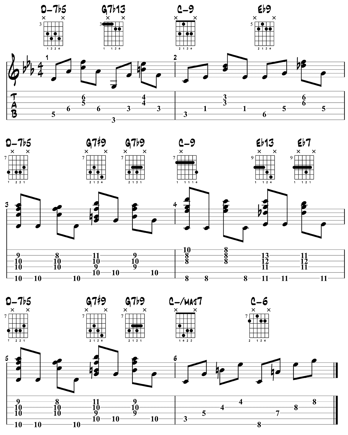 jazz chord progression 8 variation 1