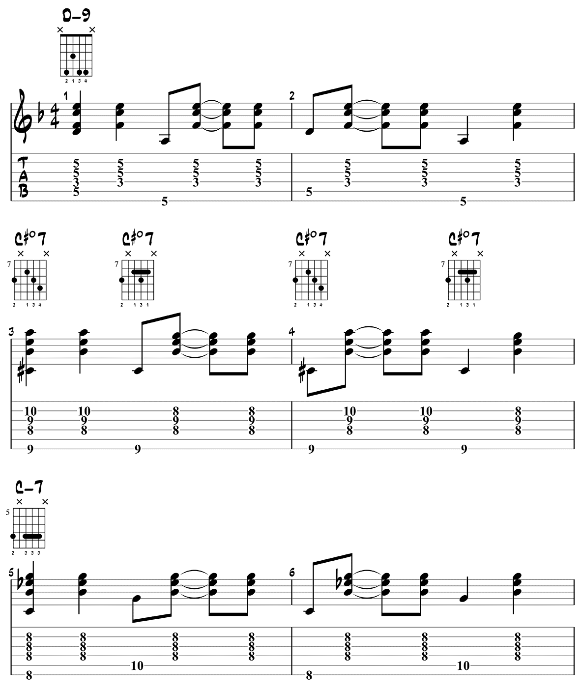 Jazz chord progression 9 - How Insensitive page 1