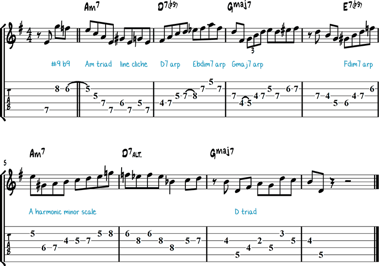 G Major jazz guitar lick 1