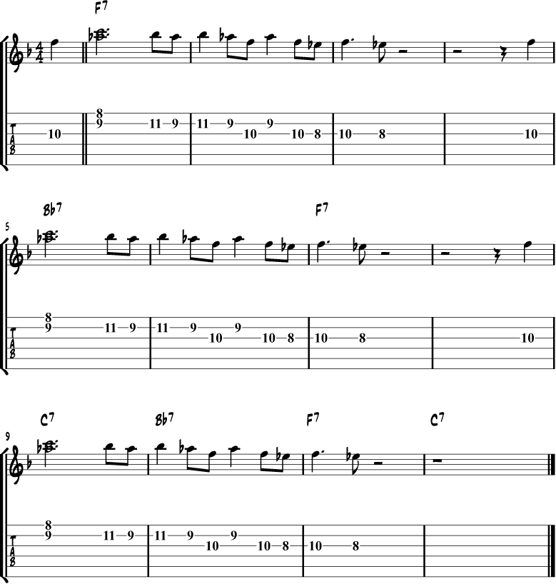 Bags Groove lead sheet for guitar