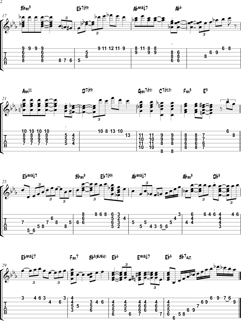 Misty chord melody tabs page 2