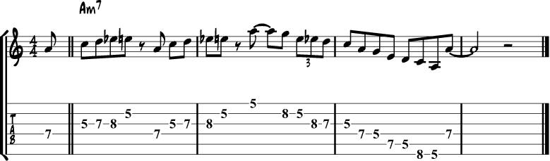 A blues scale lick