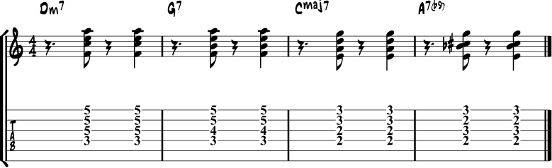 Jazz Guitar Comping Rhythms Example 9