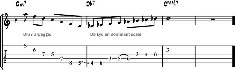 Lydian dominant scale lick 2