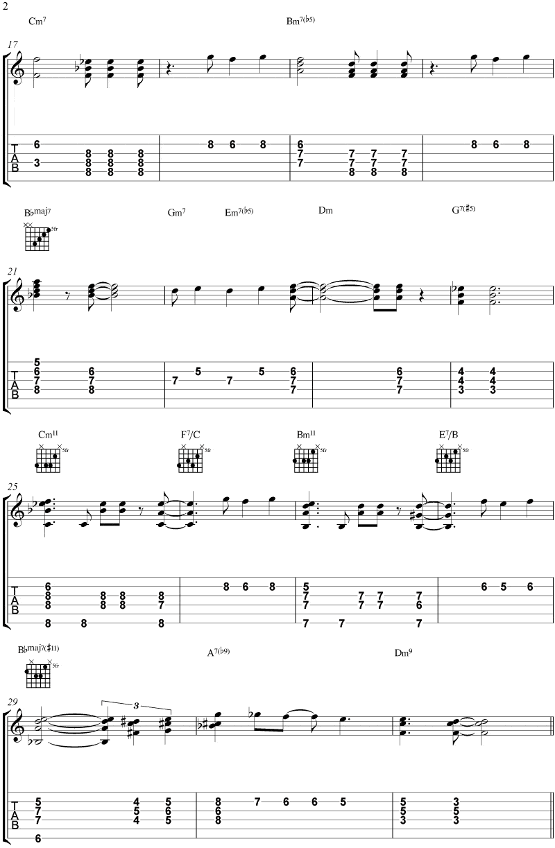 How Insensitive chord melody page 2