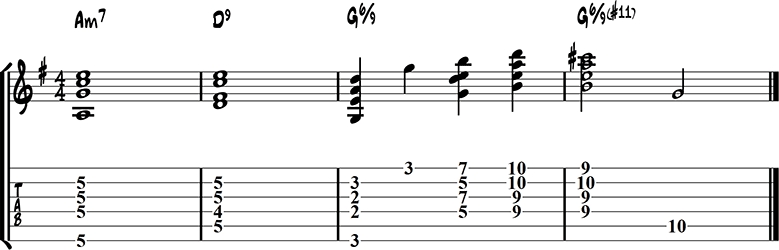 Jazz guitar ending 5c