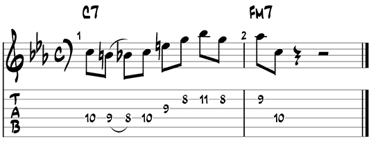 Dominant jazz guitar pattern 1