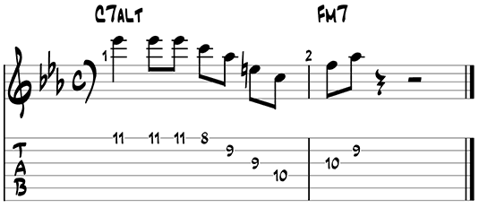 Dominant jazz guitar pattern 2