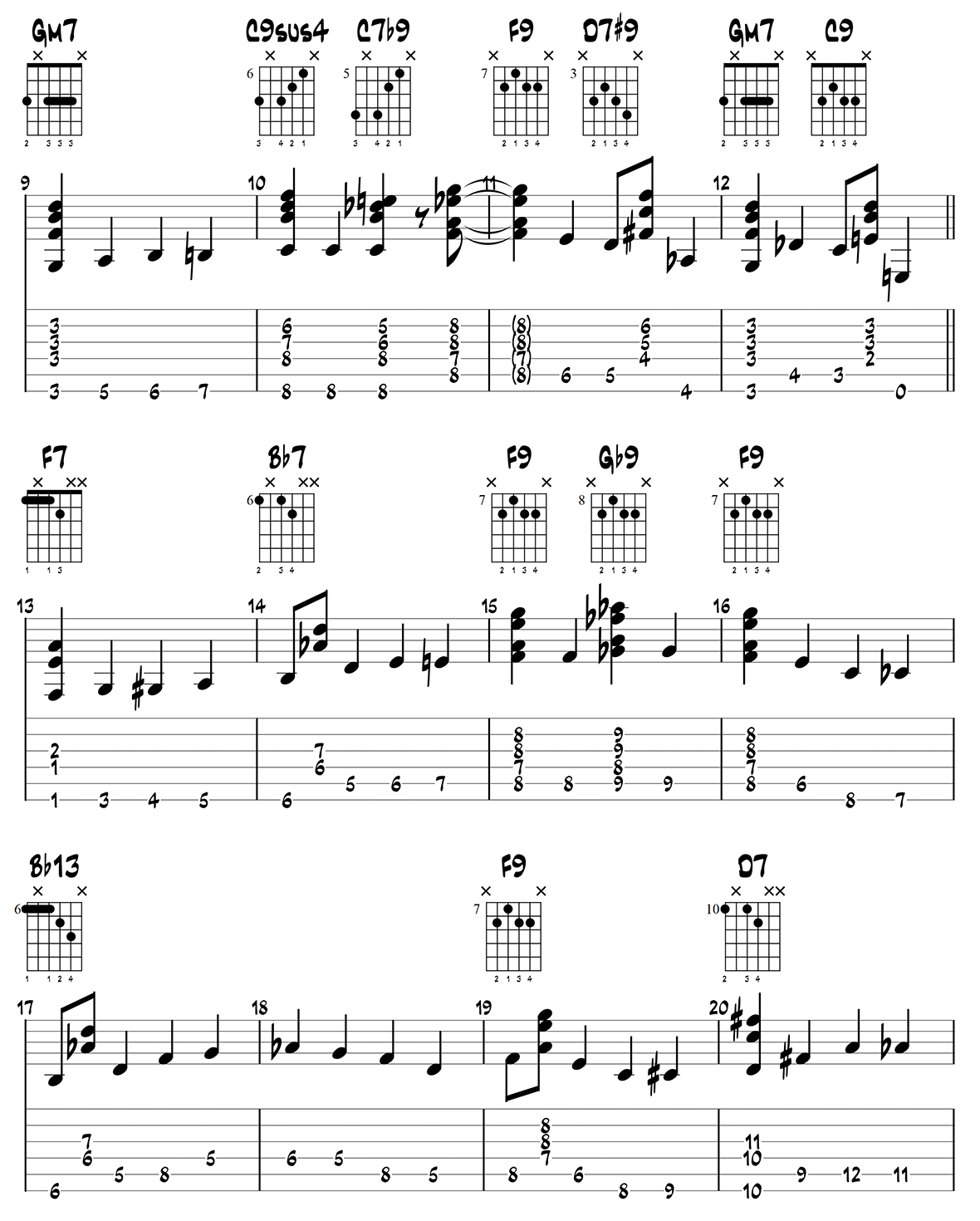 Jazz Blues Walking Bass on Guitar Page 2
