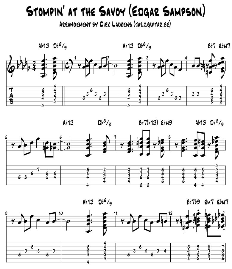 Stompin at the Savoy guitar tabs page 1