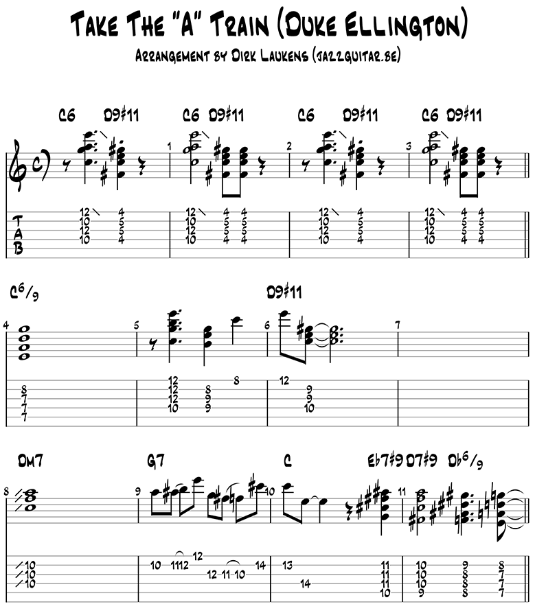 Take The A Train Jazz Guitar Chord Melody