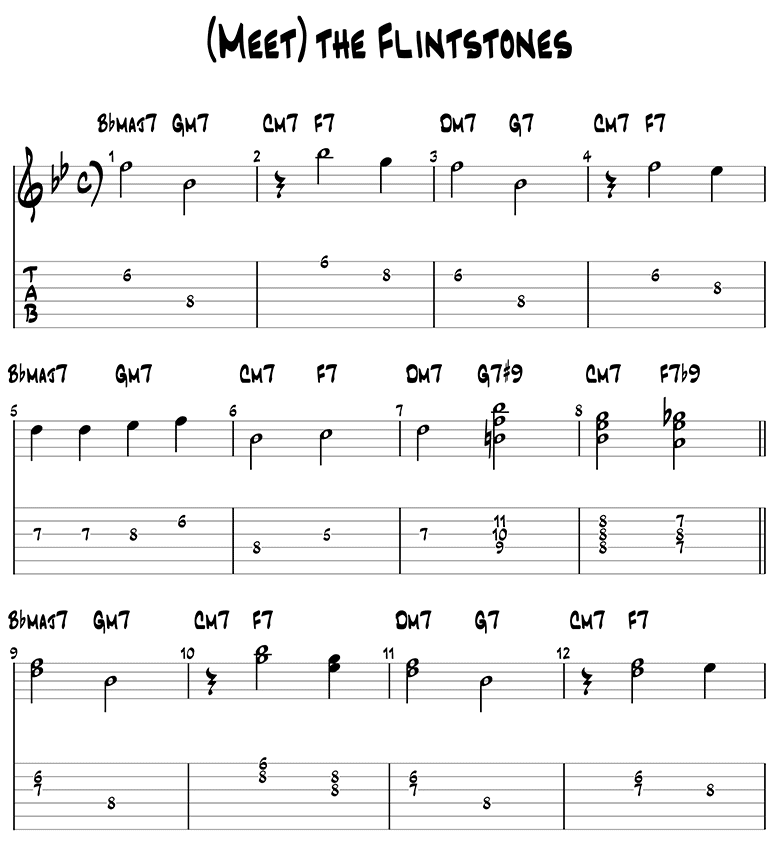 Meet The Flinstones sheet music and guitar tabs 1