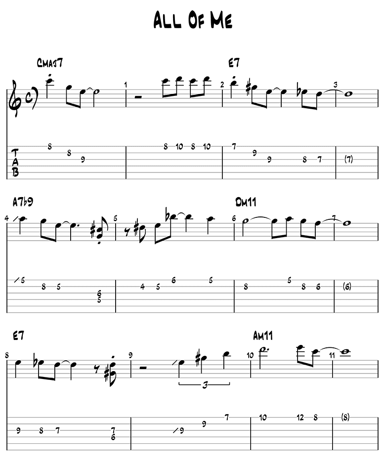 All Of Me Jazz Guitar Lesson Melody Analysis And Solo