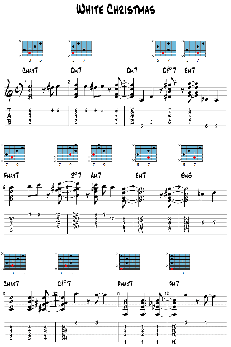 White Christmas Chord Melody Jazz Guitar Arrangement