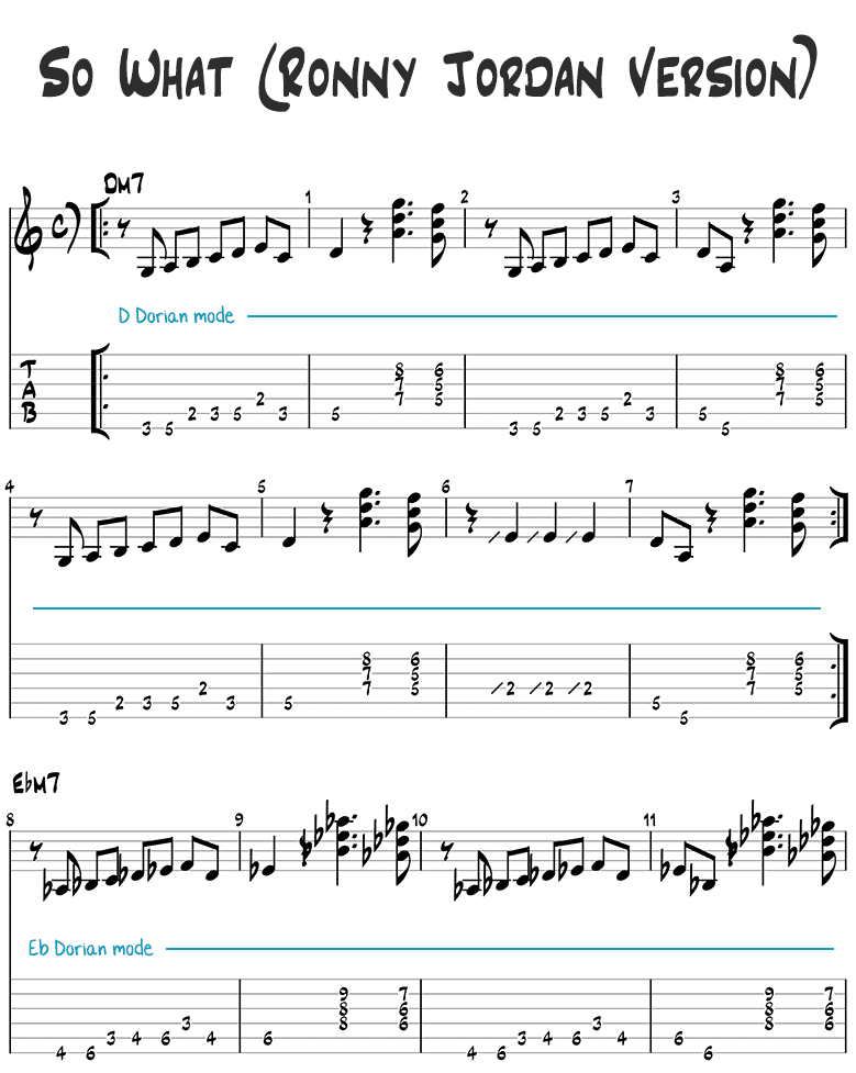 So What (Ronny Jordan) guitar tabs page 1