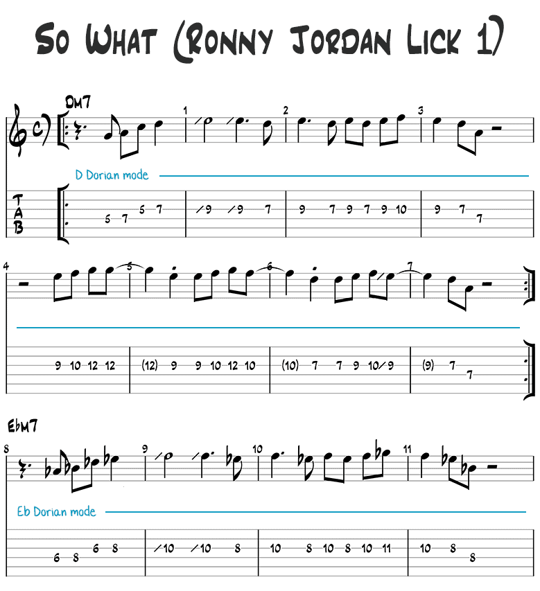 Ronny Jordan So What Dorian lick 1 page 2